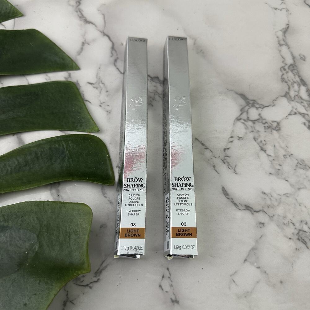 Lancome Brow Shaping Powdery Pencil New Lot of 2 Light Brown 03 Eyebrow Crayon